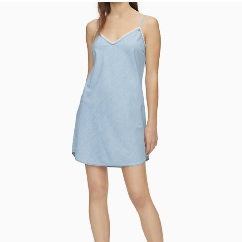 Calvin Klein Blue Sleeveless Slip Dress Spaghetti Strap Size M Casual Summer